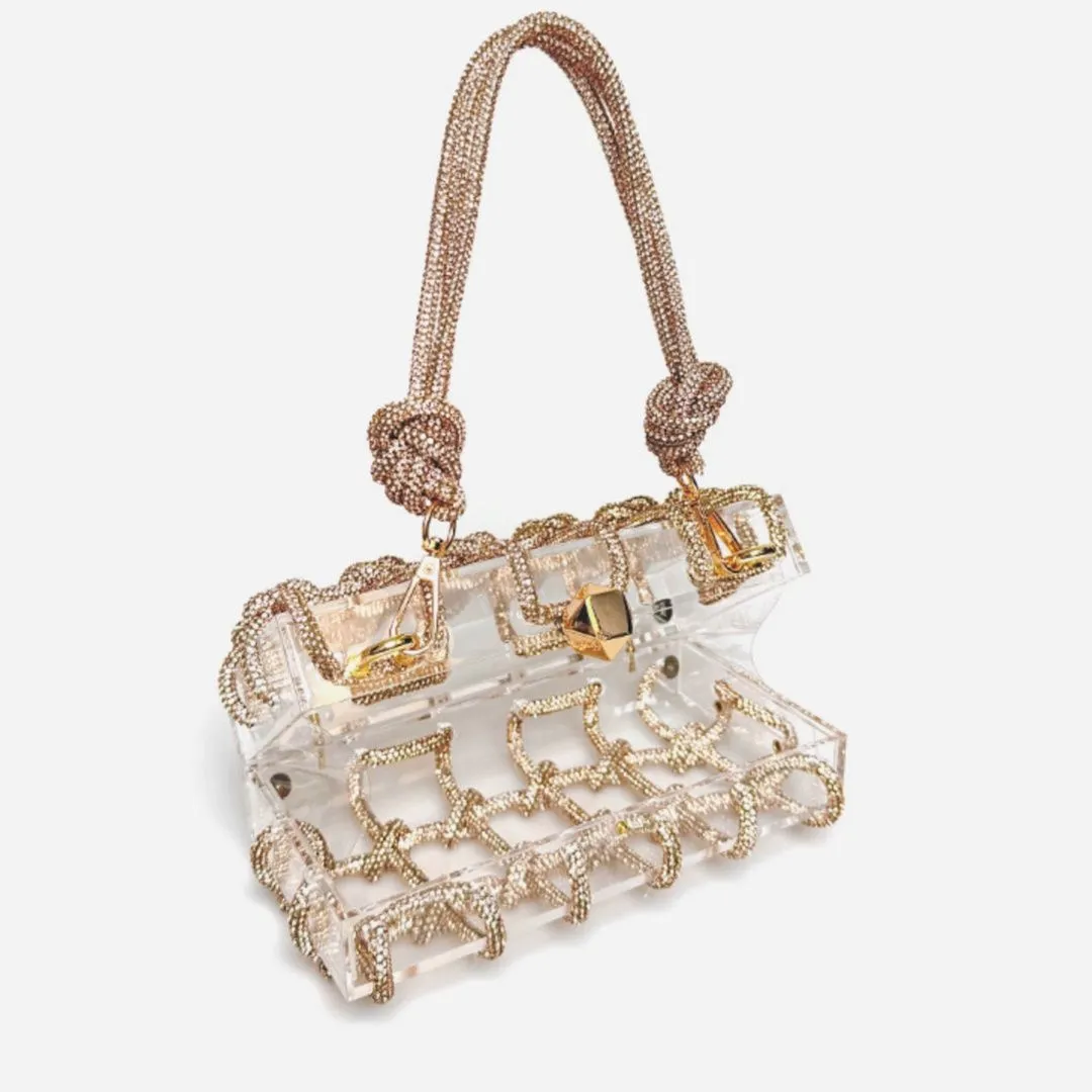 Shiny Rhinestone Banquet Square Bag